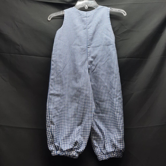 VTG 60-70's Kelly's Kids Blue & White Gingham Bib Overalls/Romper 4T - Picture 2 of 7